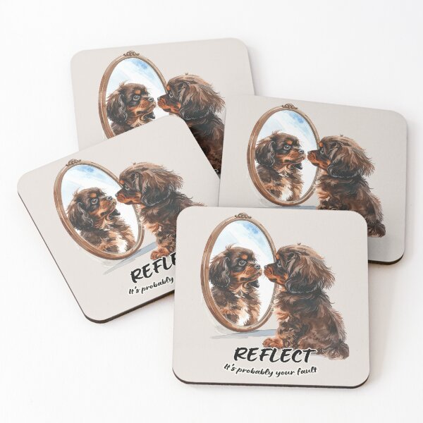 Item preview, Brown Tibetan Spaniel dog looking at reflection, reflect - it's probably your fault designed and sold by LiskoDesign.
