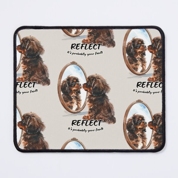 Item preview, Brown Tibetan Spaniel dog looking at reflection, reflect - it's probably your fault designed and sold by LiskoDesign.