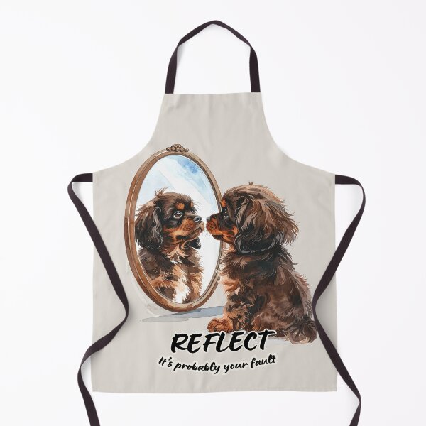 Item preview, Brown Tibetan Spaniel dog looking at reflection, reflect - it's probably your fault designed and sold by LiskoDesign.