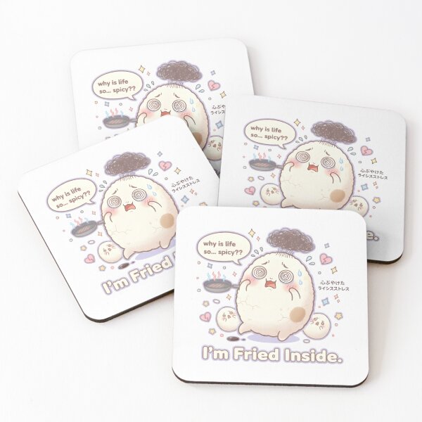 Item preview, “I’m Fried Inside – Kawaii Stressed Rice Grain” designed and sold by Snackwear Apparel.