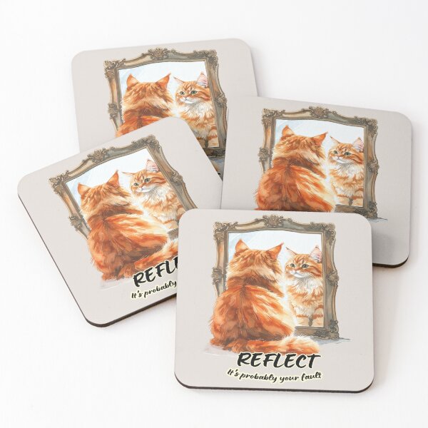 Item preview, Ginger cat looks at its reflection, reflect - it's probably your fault designed and sold by LiskoDesign.