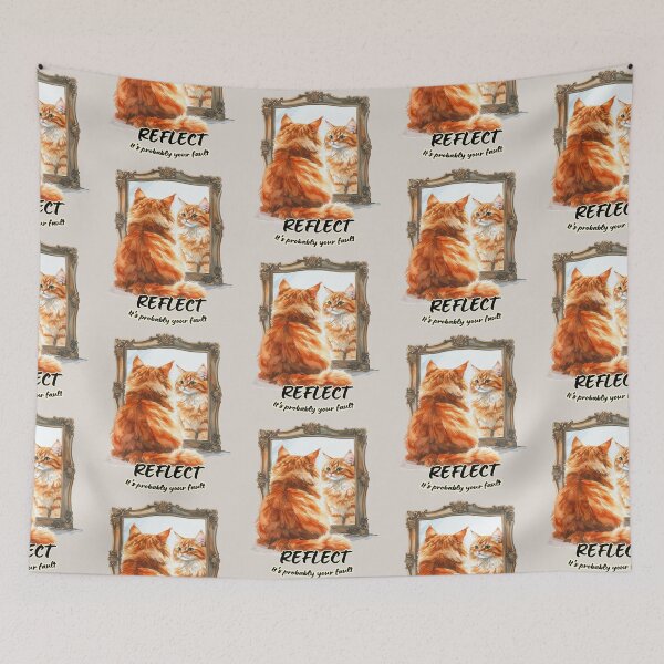 Item preview, Ginger cat looks at its reflection, reflect - it's probably your fault designed and sold by LiskoDesign.