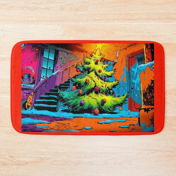 Item preview, Urban Christmas Magic-  A Festive Tree Illuminating a Graffiti-Covered Hideaway designed and sold by OlfactoART Studio.