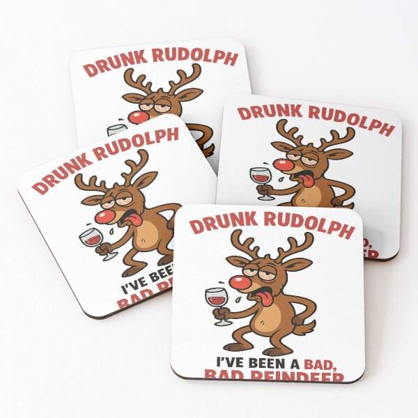 Item preview, Drunk Rudolph Funny Christmas Reindeer – Naughty Xmas Alcohol Humor Design designed and sold by JollyDoodle Studio.