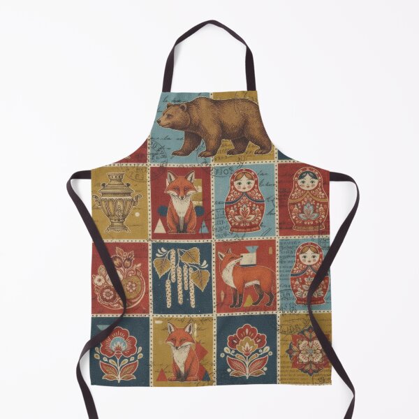 Item preview, Russian stamps with matryoshka bears, foxes and flowers designed and sold by CoffeeinBloom.