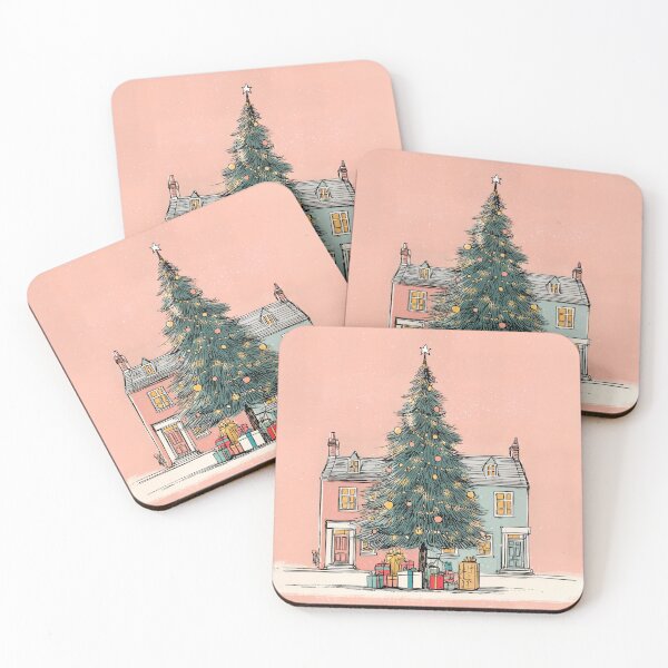 Item preview, Whimsical Holiday Haven with a Grand Christmas Tree Between Cozy Village Homes designed and sold by OlfactoART Studio.