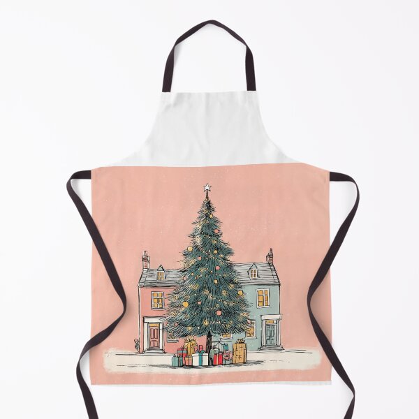 Item preview, Whimsical Holiday Haven with a Grand Christmas Tree Between Cozy Village Homes designed and sold by OlfactoART Studio.