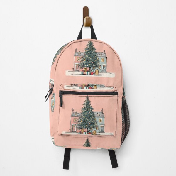 Item preview, Whimsical Holiday Haven with a Grand Christmas Tree Between Cozy Village Homes designed and sold by OlfactoART Studio.