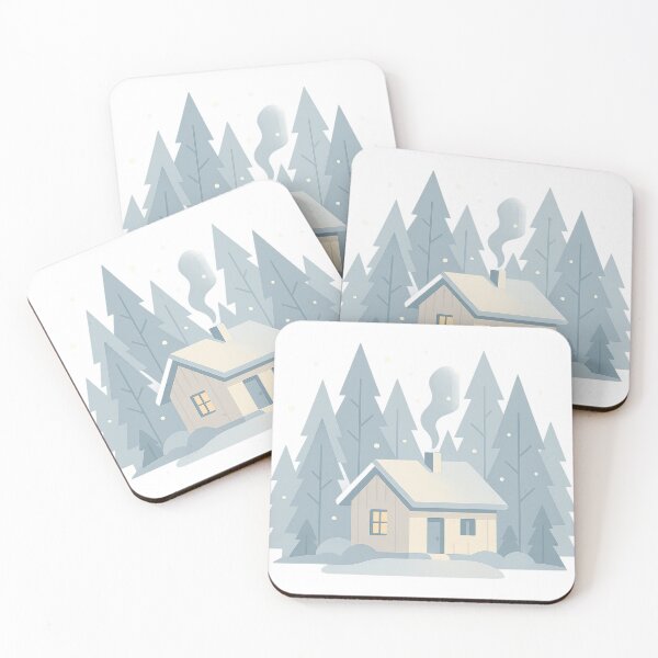 Item preview, Minimal Winter Cabin in Snowy Pine Forest designed and sold by Fernova.