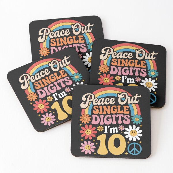 Item preview, Peace Out Single Digits Retro Groovy 10th Birthday Girls designed and sold by Clairenity Studio.