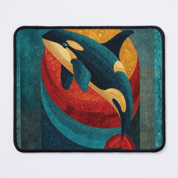 Item preview, Orca Mosaic Art – Bold Modern Ocean Design with Sun Disc designed and sold by Alaska Magick.