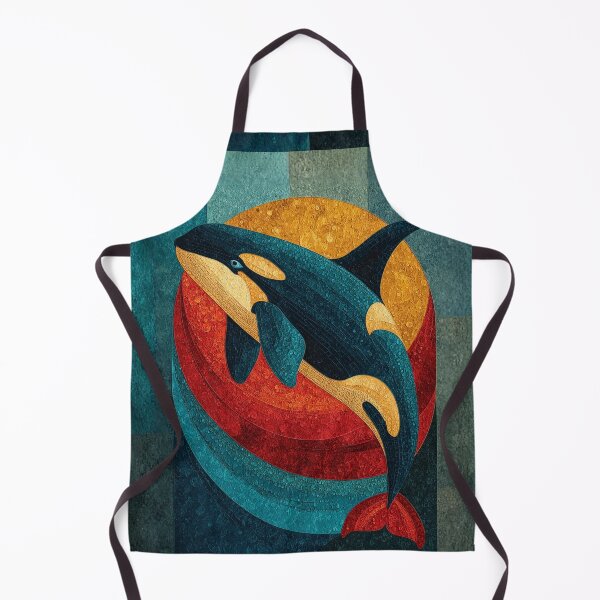 Item preview, Orca Mosaic Art – Bold Modern Ocean Design with Sun Disc designed and sold by Alaska Magick.
