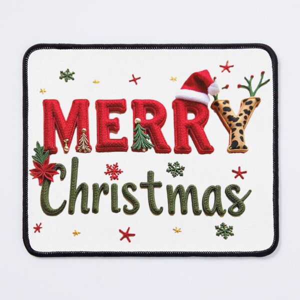 Item preview, Embroidered Merry Christmas PNG | Leopard Reindeer Antler Letter | Applique Felt Holiday Design designed and sold by createlovefab.