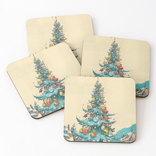 Item preview, Snow Kissed Christmas Tree Shining Bright in a Whimsical Winter Village designed and sold by OlfactoART Studio.