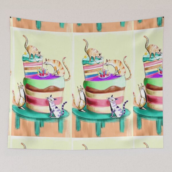 Item preview, Playful Cat Birthday – Artistic Illustration designed and sold by TreatLLC.