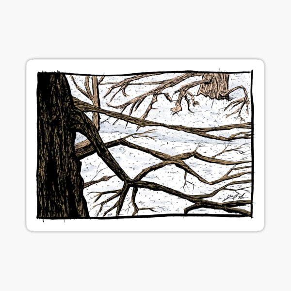 Tree Branches in a Snowscape Sticker