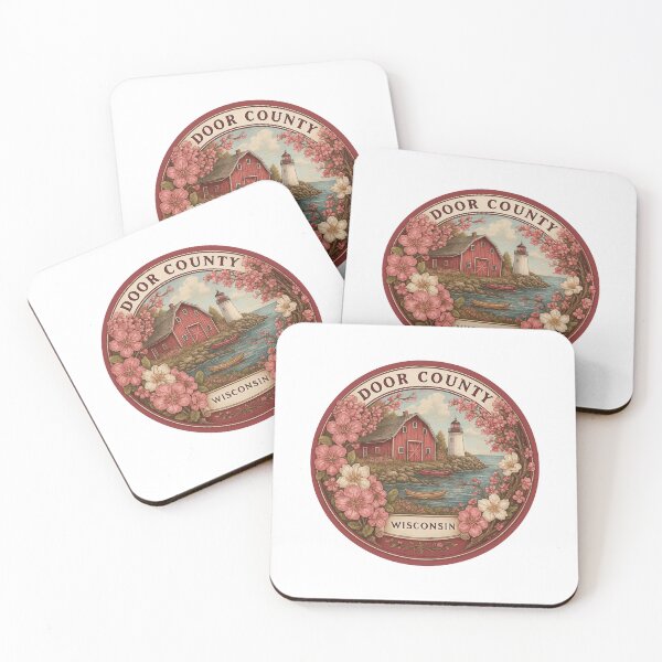 Item preview, Door County Wisconsin Cherry Blossoms Red Barn Lighthouse Rural Charm designed and sold by Blurbean.