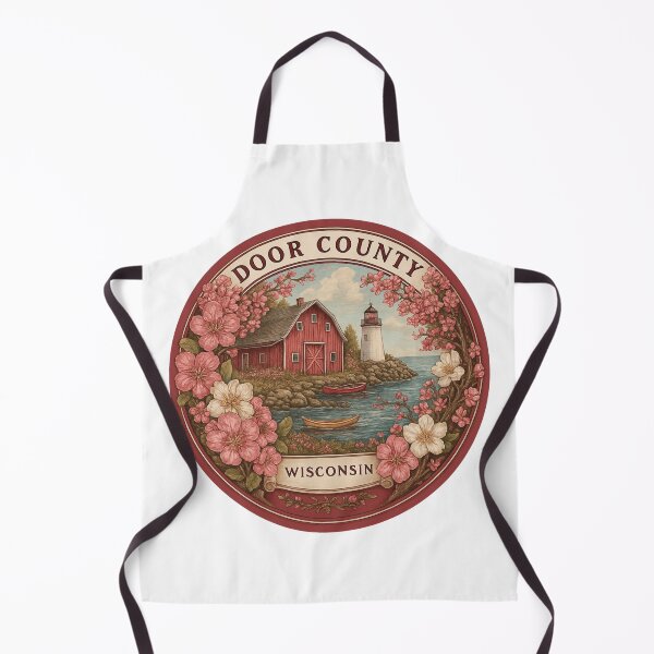 Item preview, Door County Wisconsin Cherry Blossoms Red Barn Lighthouse Rural Charm designed and sold by Blurbean.