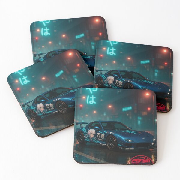 Item preview, Itasha RX-7 – Anime JDM Night Drive Neon Rain Art Poster designed and sold by leen12 Art Designs Prints.