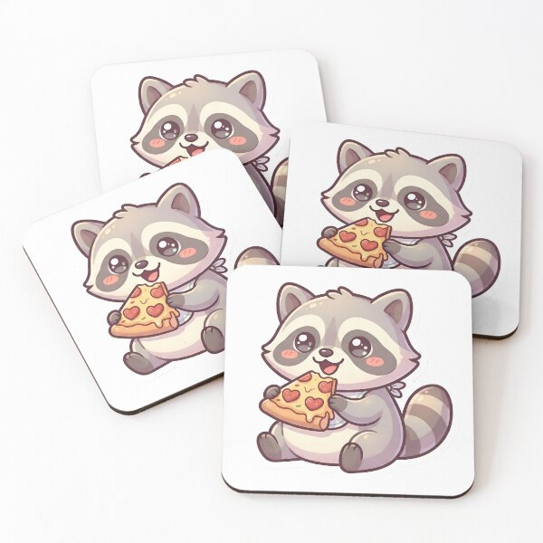 Item preview, baby fat raccoon holding a slice of pepperoni pizza designed and sold by Joystudio01.
