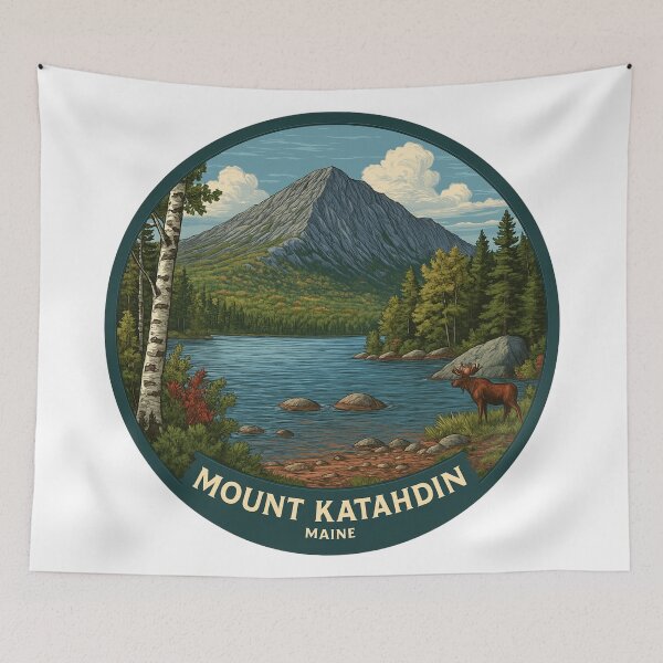 Item preview, Mount Katahdin Maine Appalachian Trail Moose Wilderness Vintage Poster designed and sold by Blurbean.