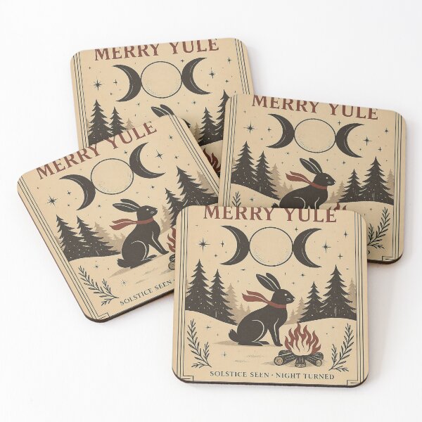 Item preview, Merry Yule – Triple Moon Hearth Hare (Mid-Century Occult Deco Card) designed and sold by ArizonaWitches.