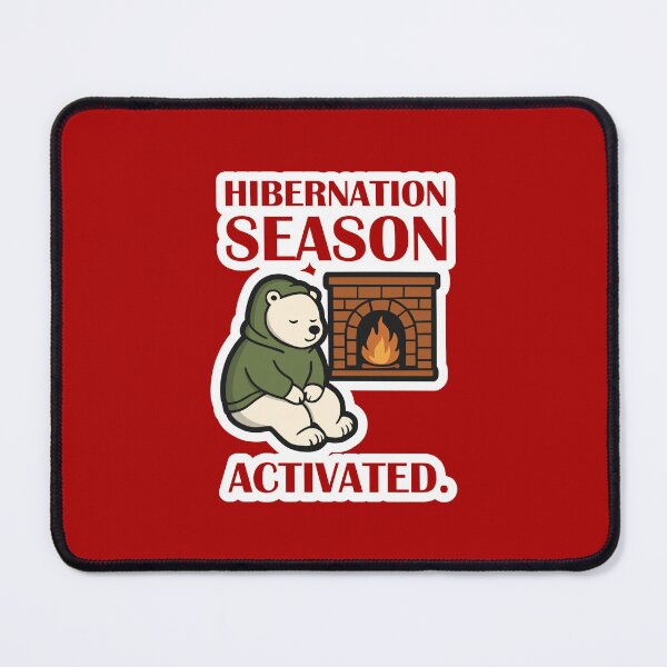Item preview, Hibernation Season Activated. — Red Edition / Introvert Joke Funny T-Shirt Label Illustration designed and sold by introvertvibes.