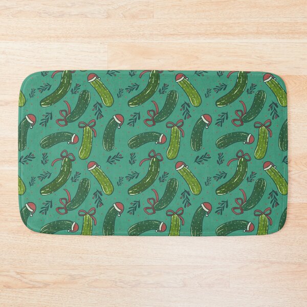Aperçu de l'œuvre Motif de cornichons festifs de Noël, vert foncé créée et vendue par tanyadraws.
