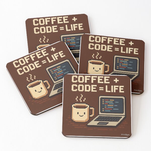 Item preview, Retro Pixel Coffee Break – Programmer Life Art designed and sold by PrintByte.