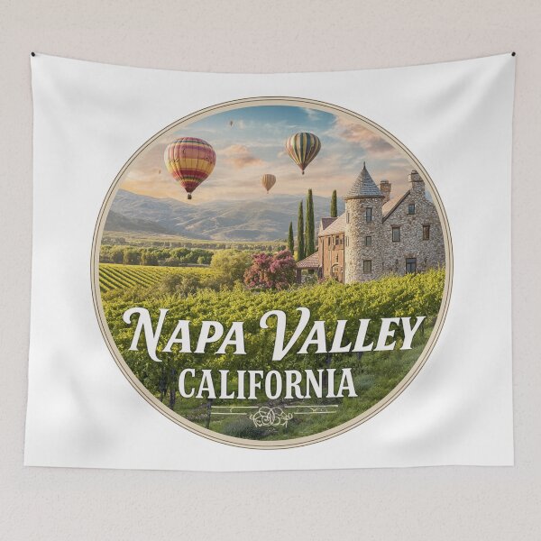 Item preview, Napa Valley California Wine Country Hot Air Balloons Vineyard Château designed and sold by Blurbean.