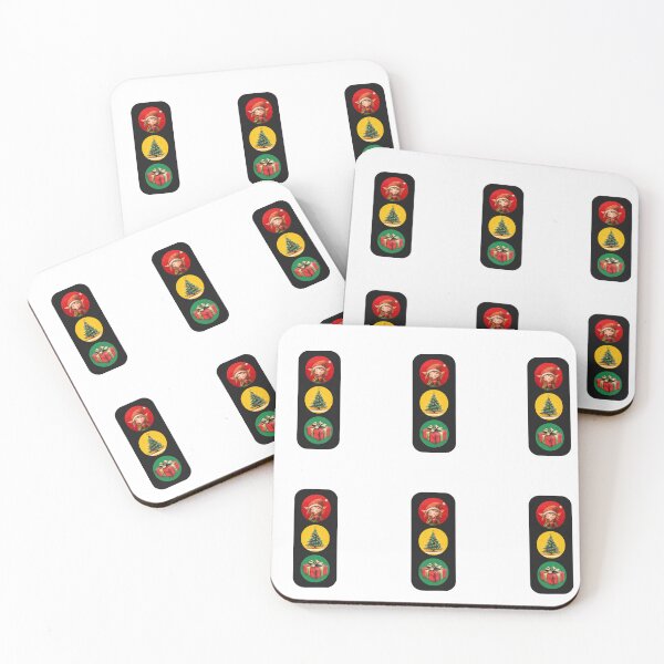 Item preview, Holiday in a Traffic Light Style With Elf, Coffee, Christmas Tree and Gifts designed and sold by Vibria Pattern Studio.