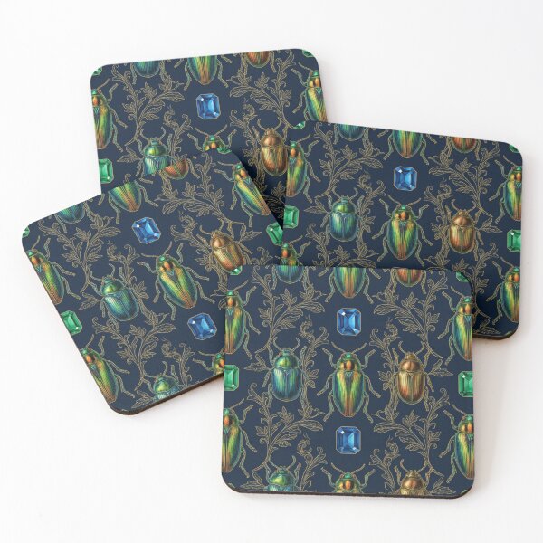 Item preview, Luxury Jewel Beetles And Gemstones Entomology Pattern designed and sold by DreamLeafCo.