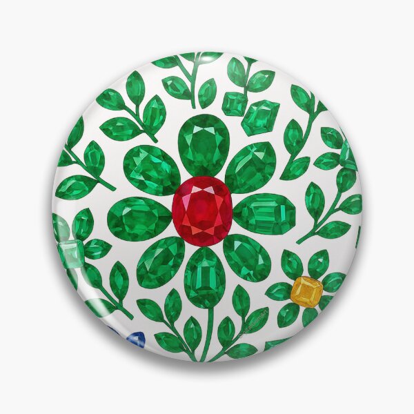 Item preview, Gemstone Flower with Emerald Leaves Pattern designed and sold by DigitalGemArt.