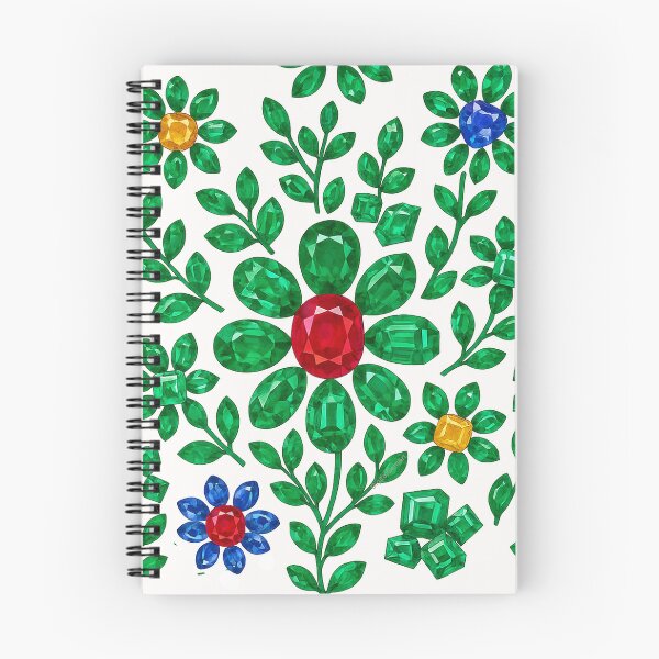 Item preview, Gemstone Flower with Emerald Leaves Pattern designed and sold by DigitalGemArt.