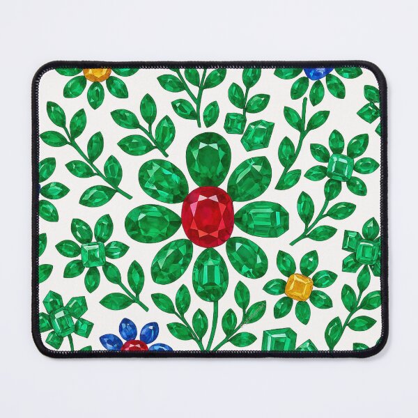 Item preview, Gemstone Flower with Emerald Leaves Pattern designed and sold by DigitalGemArt.