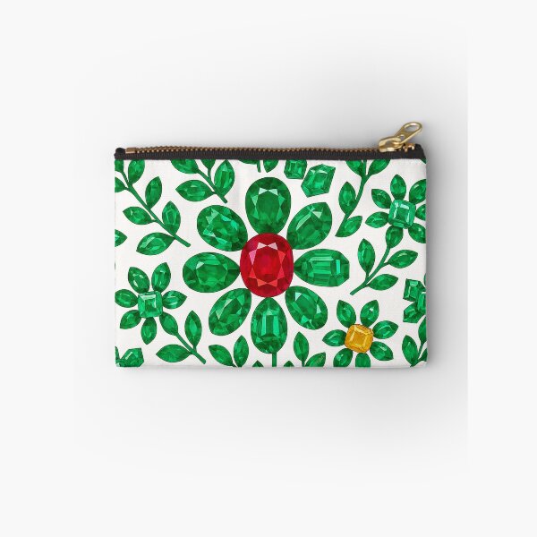 Item preview, Gemstone Flower with Emerald Leaves Pattern designed and sold by DigitalGemArt.