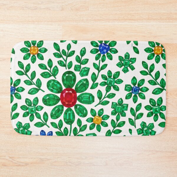 Item preview, Gemstone Flower with Emerald Leaves Pattern designed and sold by DigitalGemArt.