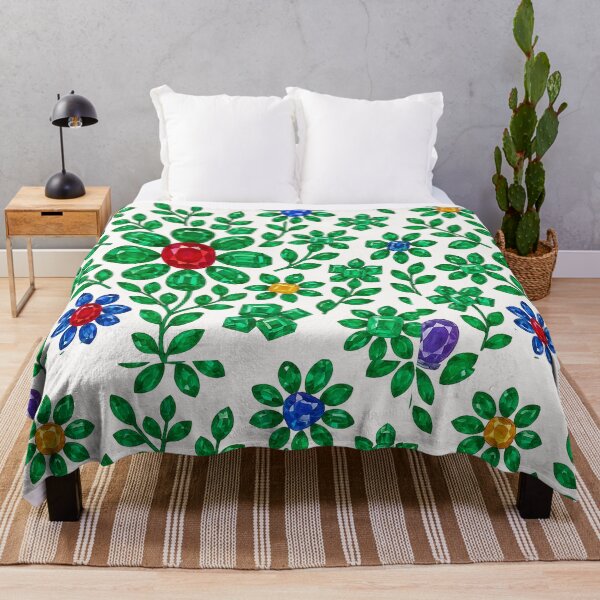 Item preview, Gemstone Flower with Emerald Leaves Pattern designed and sold by DigitalGemArt.