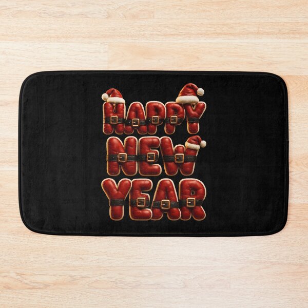 Item preview, Santa Style Happy New Year 3D Word Art – Red Leather, Fur Trim, Belts, Hats designed and sold by FUIRY .