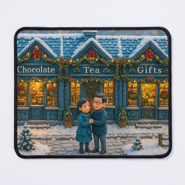 Item preview, A Sweet Moment in the Christmas Village | Navy Christmas Miniature with Chocolate Tea Gifts Shopfront designed and sold by Little-Worlds.