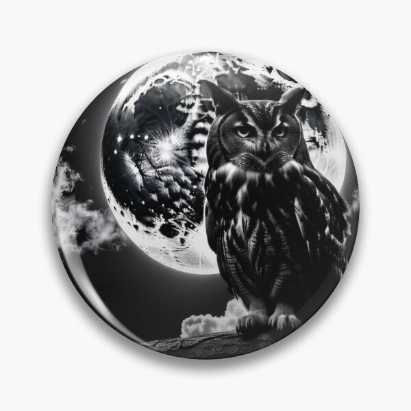 Item preview, Gothic Moon Owl – Dark Noir Realistic Owl Artwork designed and sold by Visualynx.