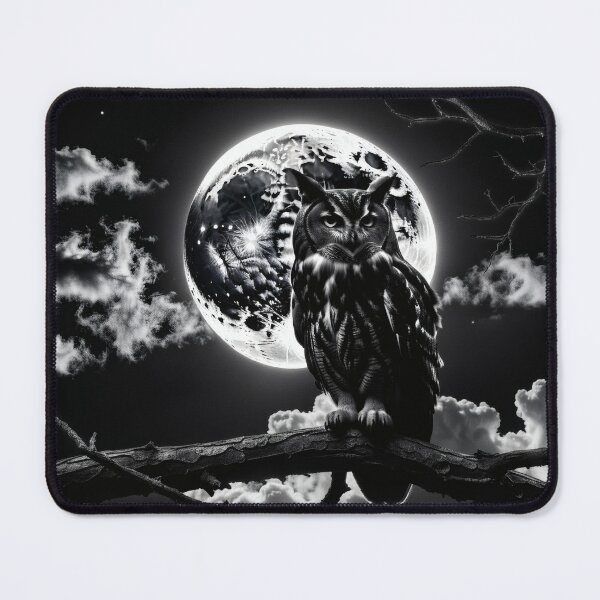 Item preview, Gothic Moon Owl – Dark Noir Realistic Owl Artwork designed and sold by Visualynx.