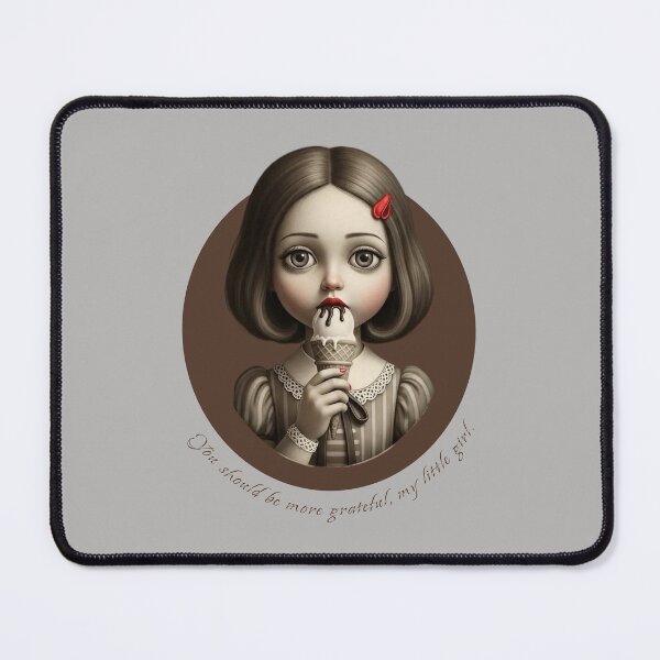 Item preview, Gothic Doll Eating Ice Cream - Surreal Vintage Illustration designed and sold by KiwiRider.