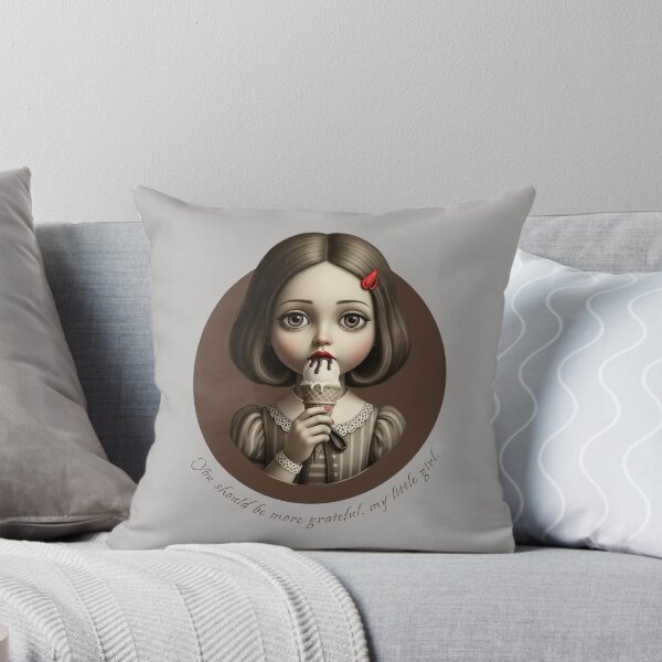Item preview, Gothic Doll Eating Ice Cream - Surreal Vintage Illustration designed and sold by KiwiRider.