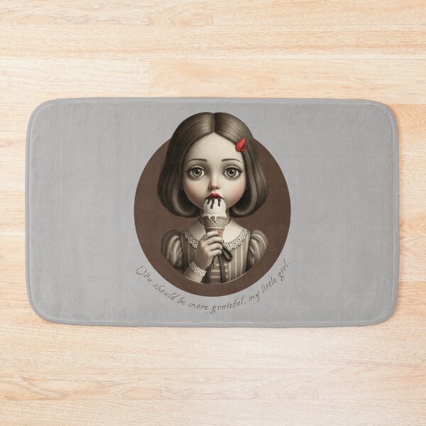 Item preview, Gothic Doll Eating Ice Cream - Surreal Vintage Illustration designed and sold by KiwiRider.