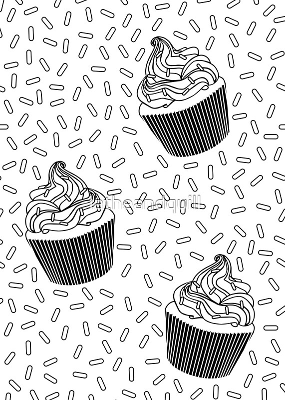 "Coloring Book Cupcake and Sprinkles" by latheandquill | Redbubble