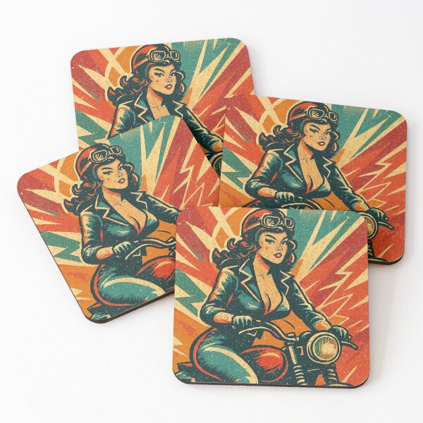 Item preview, Pin-Up Biker Girl - Speed and Retro Comic Style designed and sold by JonelleTshirts.