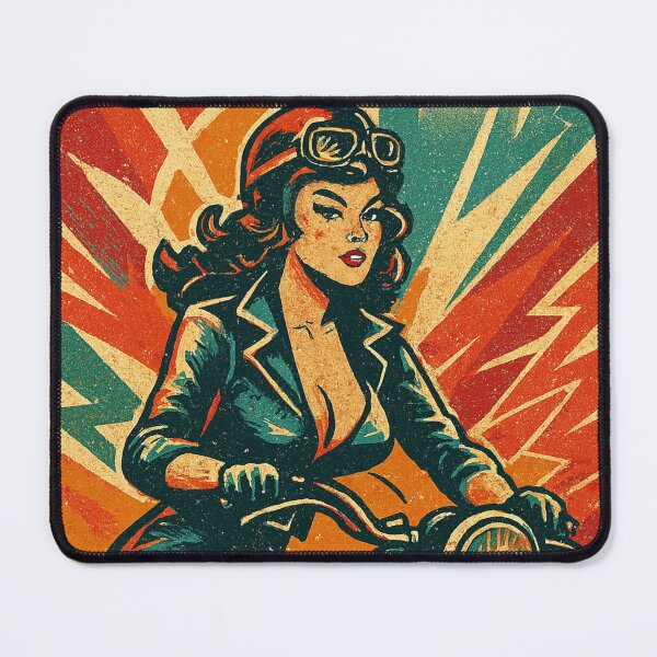 Item preview, Pin-Up Biker Girl - Speed and Retro Comic Style designed and sold by JonelleTshirts.