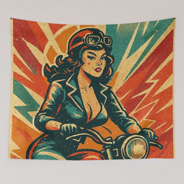 Item preview, Pin-Up Biker Girl - Speed and Retro Comic Style designed and sold by JonelleTshirts.