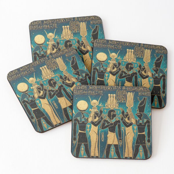 Item preview, Pharaoh and Horus Gods Panel | Egyptian Revival Art Deco Nouveau | Luxury Gallery Wall Art designed and sold by Vintage Poster Gallery.